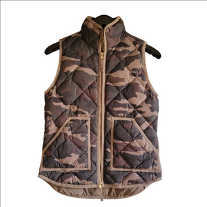J. CREW Camo Print Quilted Puffer Vest, Size XXS